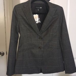 Plaid gray blazer.